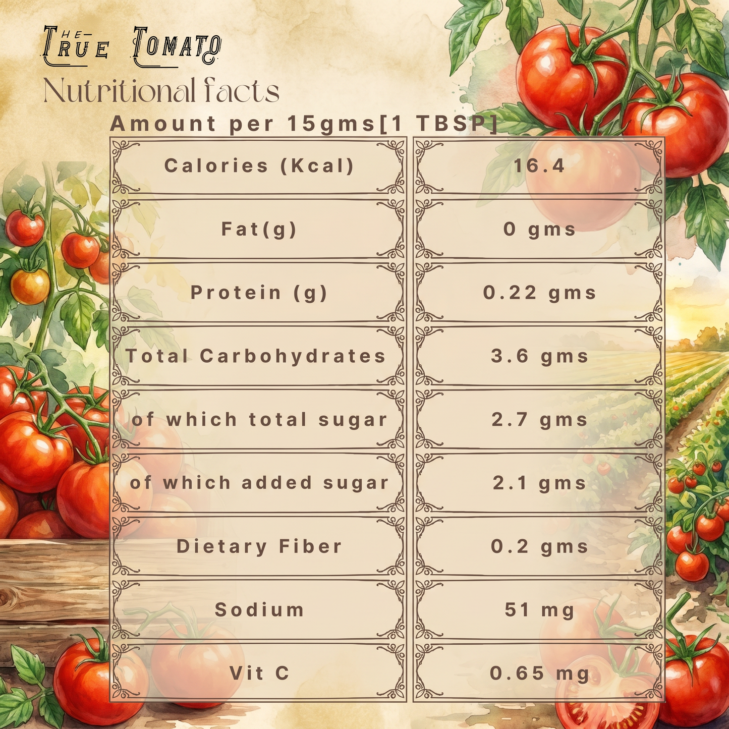 The True Tomato No Onion No Garlic Tomato Ketchup 550 gms