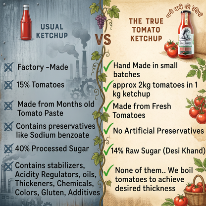 The True Tomato No Onion No Garlic Tomato Ketchup 550 gms