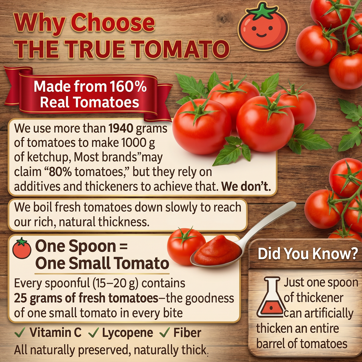 The True Tomato No Onion No Garlic Tomato Ketchup 220 gms